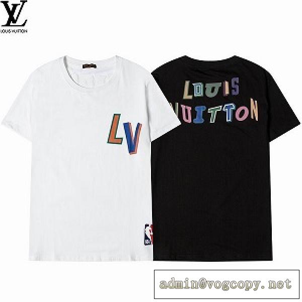 激安販売お得LOUIS VUITTON✖️NBAフロントアンドバックレター Tシャツ ヴィトン 偽物 メンズ 服 1A8X8R