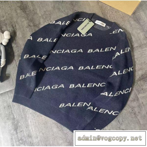 お洒落なコーデBalenciaga偽物バレンシアガセーター21ss秋冬流行りカジュアルなニットウェアグレー色ネイビー