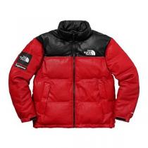 好評品♪ Supreme x The North Faceコラボレザー製ダウンジャケットシュプリームコピー赤色
