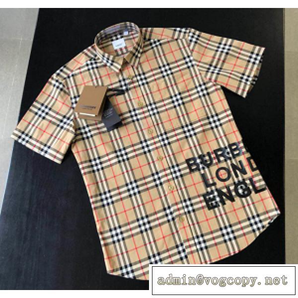激安☆BURBERRY シャツ半袖バーバリースーパーコピー人気ユニセックスカジュアル定番チェック柄ウェア