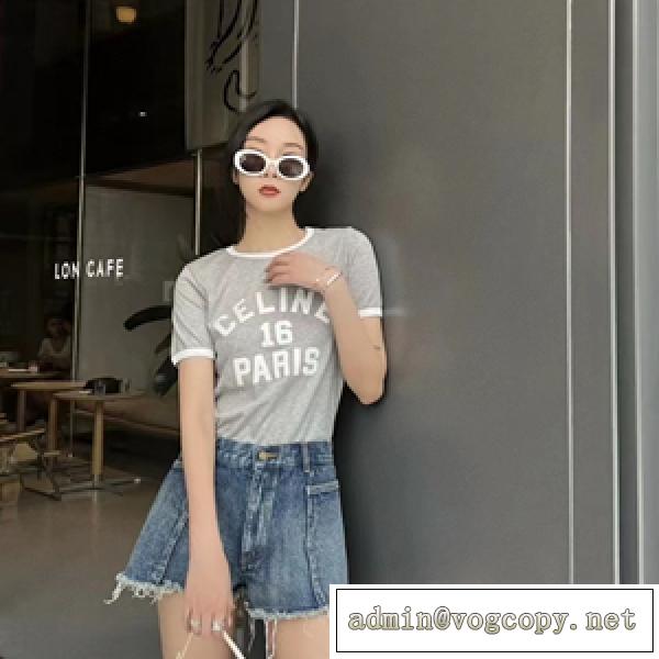 22Summer CELINE16 コットンジャージーTシャツ セリーヌ半袖コピー レディース フィットラウンドネック