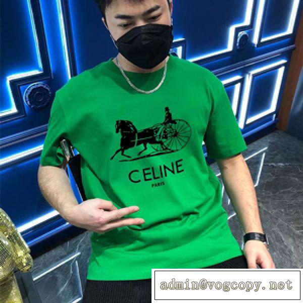限定のプレミアムアイテム CELINE セリーヌ半袖Tシャツ偽物 ストレスフリーな着心地 男女兼用 4色可選
