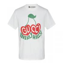 ミックス感が溢れる GUCC1 ハイブランドコピー半袖Tシャツ ホワイト チェリ...