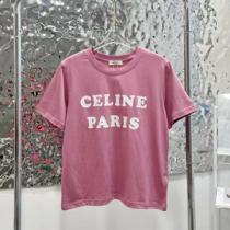 偽物CELINE セリーヌ パリボクシーコットンジャージー 半袖Tシャツ ピンク 気品あるシンプルなトップス