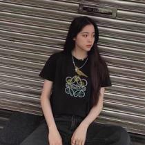 LOEWE herbarium コットンTシャツ ロエベ半袖コピー 男女兼用 アナグラム刺繍入り レギュラーフィット