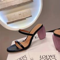大人可愛いデザイン LOEWEロエベ サンダルスーパーコピー レディース チャンキーソープヒール ブラック
