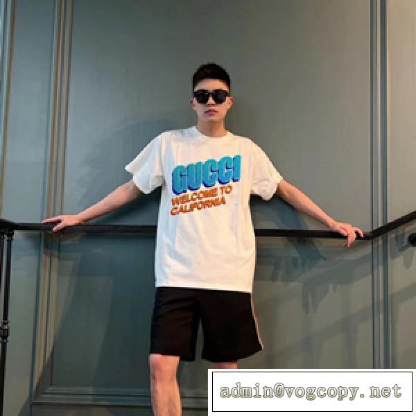 熱い視線を注いでいる Gucc1ブランドコピー 半袖ｔシャツ 男女兼用 上質なコットン 幅広いコーデで活躍