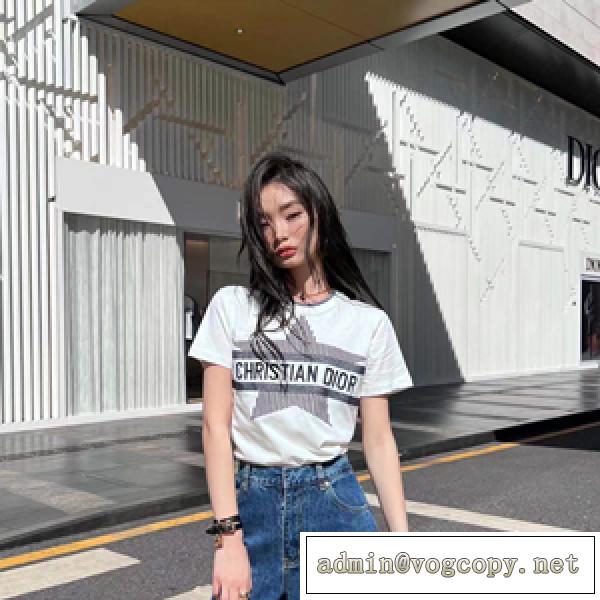 エレガントなDRブランド 偽物 コットンTシャツ ジャージー ニット 22ss新作星柄 フェミニンなデザイン