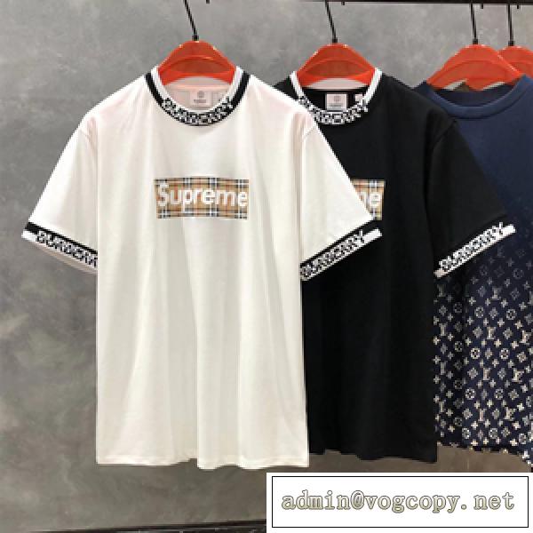 シュプリームの注目コラボ BURBERRY x Supreme Box Logo Teeコピー ストライプ おしゃれ感度が高まる