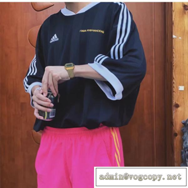 コラボ★ Adidas & BalenciagaＴシャツ バレンシアガ偽物 ビンテージジャージー オーバーサイズフィット