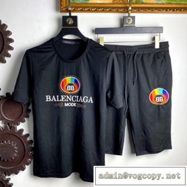 最新リニューアルバージョン入荷 BALENCIAGA バレンシアガ 半袖コピー 夏 上下セット リゾート感が漂う