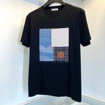2026LOEWE ロエベ アナグラム コピー 半袖Tシャツ 丸首ネック パネルデザイン 2色可選 レトロなルック