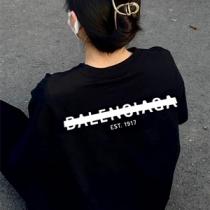 BALENCIAGA バレンシアガ ロゴ ユニセックス Tシャツコピー ゆったりとした着心地 コットンジャージー