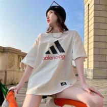 超激レア! Adidas x Balenciaga バレンシアガ 半袖Tシャツ カップルペアルック コットンジャージー はリバーシブルのデザイン