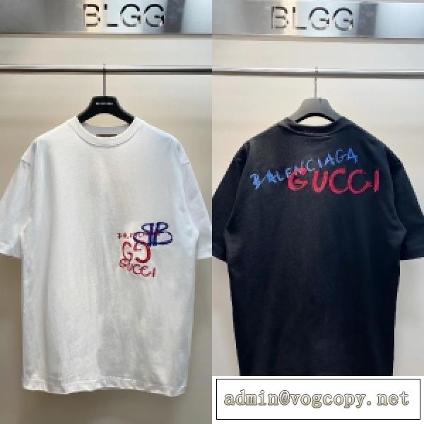 トレンド感を楽しめ新作 GG×BALENCIAGA ブランド半袖Tシャツコピー 2色可選 一味違ったデザイン 男女兼用
