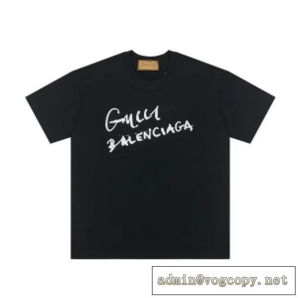 お洒落感度が高まる GUCC1×BALENCIAGA ブランド偽物 半袖Tシャツ 2色可選 スタイリッシュな印象を与える