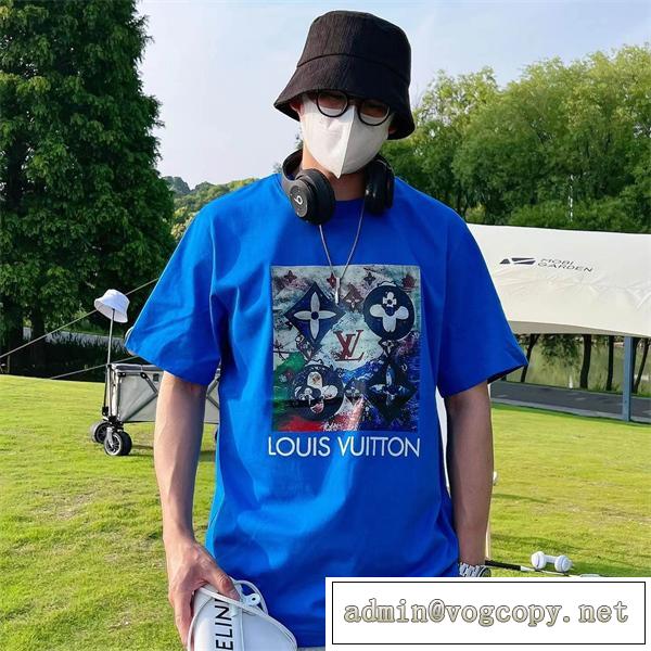 絶対に抑えておこう! LOUIS VUITTON ルイヴィトン 偽物半袖Tシャツ 特別なプリント 個性的でモードな表情