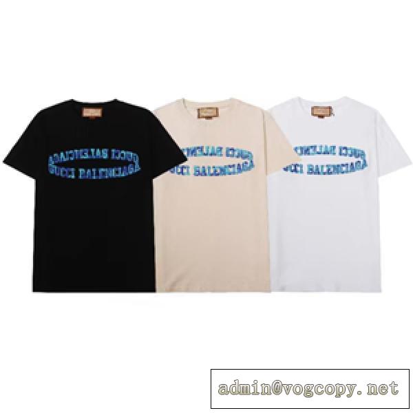 個性的に仕上げて Gucc1×BALENCIAGA 2026ssブランドＴシャツ 偽物 3Dプリント ユニセックスデザイン