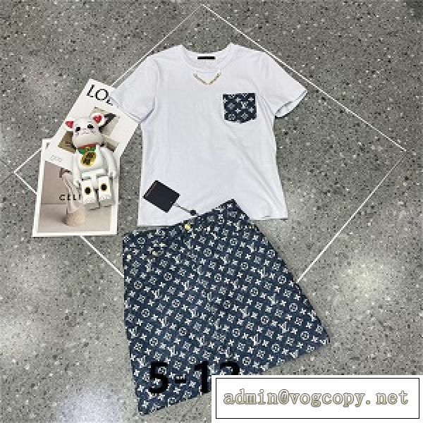 上下着２点❤️LOUIS VUITTON人気ランキング美しい半袖ｔシャツスカートコーディネートルイヴィトン偽物