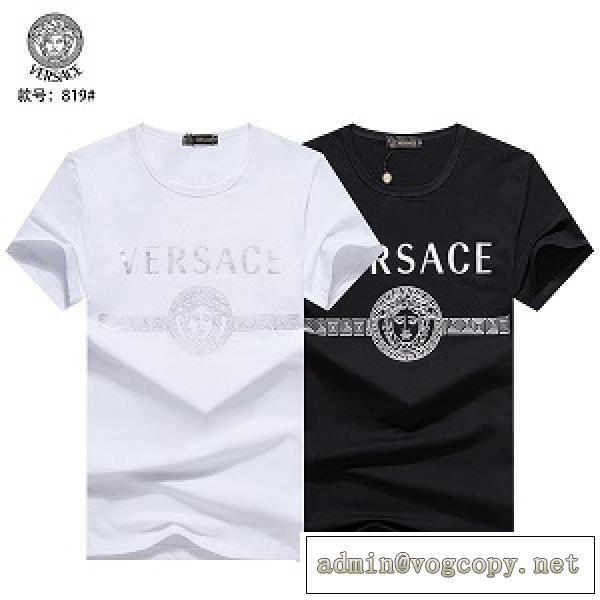 2026流行りVERSACE半袖ｔシャツヴェルサーチコピークルーネック★簡単デザイン夏に必須の定番アイテム