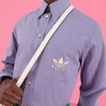 GUCC1×adidasトレンドのコラボ★ ストライプ シャツ 長袖 胸ポケット 幅広い着こなしロングシーズン着用