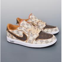 Louis Vuitton x Travis Scottx Nike Air Jordan 1 Low OG三方連名ルイヴィトンスーパーコピー靴100％品質保証