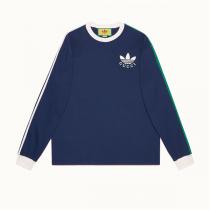 日本未入荷☆GUCC1×adidasコラボ長袖Tシャツブランドスーパーコピー激安入手困難ロングｔ人気アイテムネイビー白色
