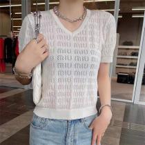 2026SS希少新作☆MiuMIUコピーミュウミュウレディースtシャツセーター生地快適さ柔らかい人気ランキング美品黒色白色