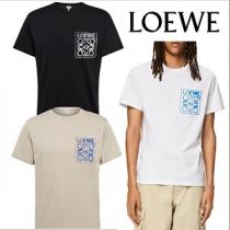 新作をお得にゲット◆ LOEWE フェイクポケット アナグラム刺繍入り コットン Tシャツ ロエベ偽物 4色可選