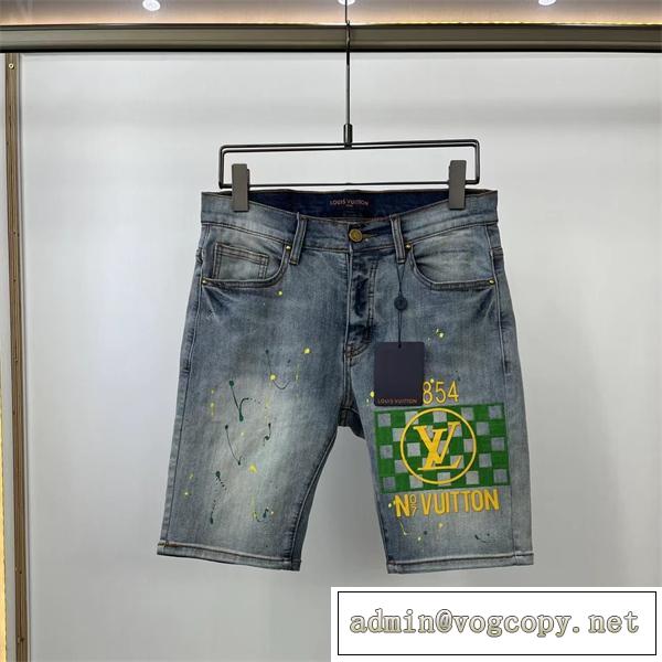 ハイブランドお手頃新品のおすすめ LVプリントに合わせ ルイヴィトン偽物 ハーフパンツ 春夏メンズジンーズ