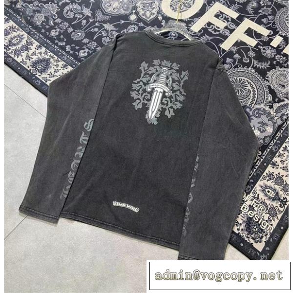 重厚感をカジュアル CHROME HEARTS クロムハーツ服コピーお洒落 長袖Tシャツ トレンド感 レトロなルック