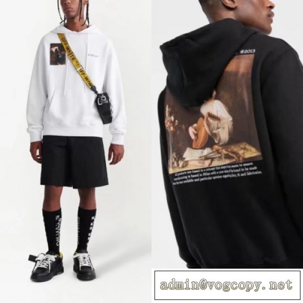 急激な注目度 Off-White CARAVAGGIO PRINT HOODIE オフホワイト プリント フード付き スウェットシャツ