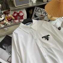 【VIP SALE!!】PRADA ☆プラダ長袖シャツコピー2026秋冬最新コレクション最高ホワイト色カジュアルスタイル