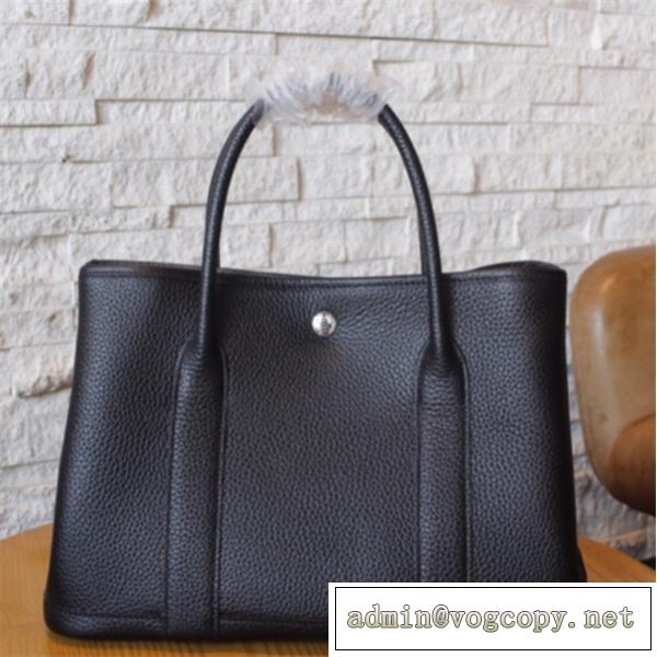 HERMES コピーエルメス ガーデンパーティ30/TPM ブラック 通勤バッグ定番ネゴンダ人気　シルバー