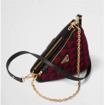 話題商品☆PRADA偽物プラダシンボル レザーxファブリックショルダーバッグ希少★入手困難アイテム