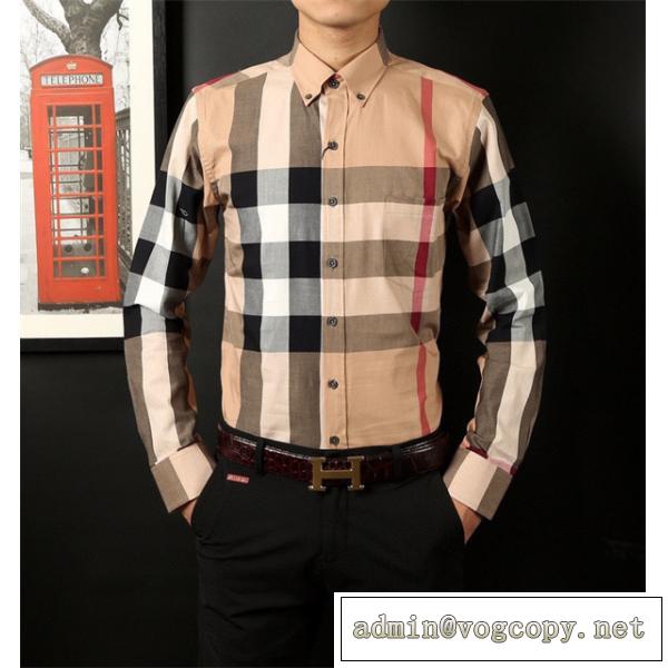【定番】バーバリー長袖シャツコピーメンズおしゃれ新作 BURBERRYチェック柄クラシックな