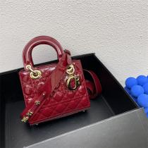 Lady diorバッグコピーミニサイズ定番商品★入手困難ワインレッド斜めに掛け...