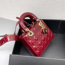 Lady diorバッグコピーミニサイズ定番商品★入手困難ワインレッド斜めに掛け通勤バッグ
