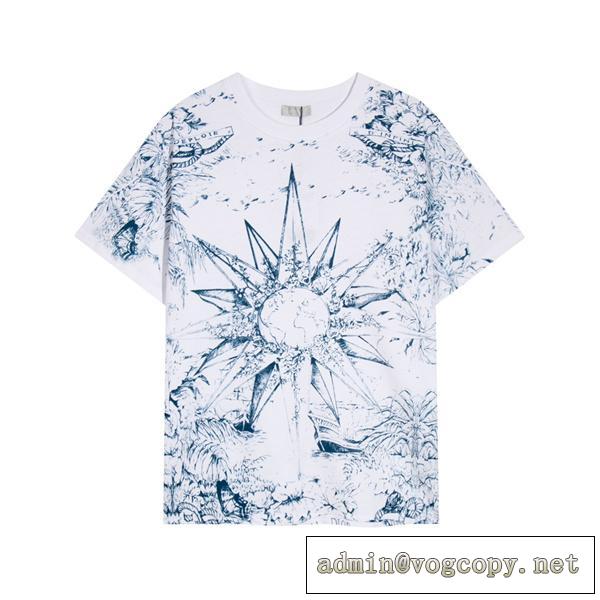 春夏には大活躍 ディオール 偽物 Tシャツ 限定航海シリーズ 丸首 半袖 オーバーサイズ 周囲の視線を独り占めし 雰囲気たっぷり
