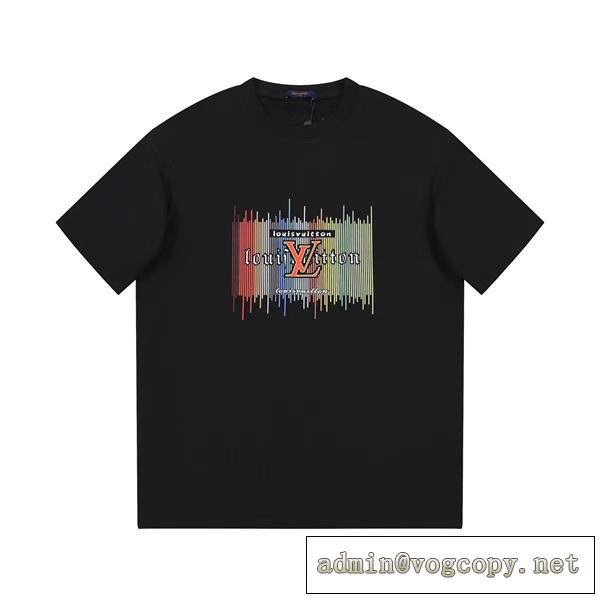 2026春夏最新TシャツLOUIS VUITTON コピー 100%コットン ダブルガーゼ ロゴ ミュージック波形 トレンド感 アピール