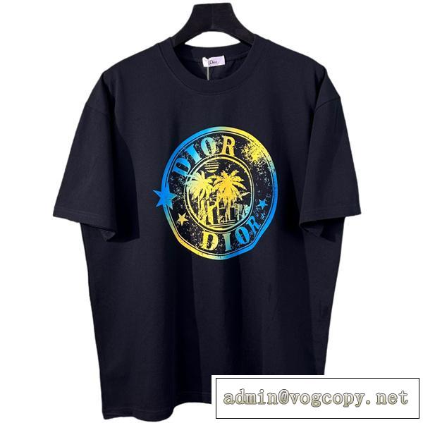 dior コピー Tシャツ 椰子の木 プリント柄 100%コットン ダブルガーゼ 夏日感 オーバーサイズ ロサンゼルスを思わせる