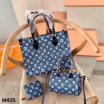 【M425】2026LOUIS VUITTON コピー 夏まで使えるデニムシリーズ ヴィトン バッグ3点セット 財布 ハンドバッグ 多数シーン適用