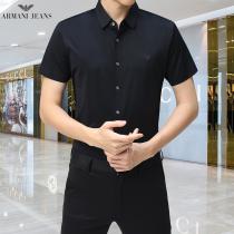 ARMANI 偽物 シャツ ロゴ刺繍 リラックス感  夏の場合でも快適 アルマーニ 通気性と吸汗性 涼しいレーヨン素材