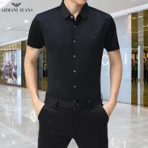 ARMANI 偽物 シャツ ロゴ刺繍 リラックス感  夏の場合でも快適 アルマーニ 通気性と吸汗性 涼しいレーヨン素材