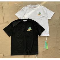 オフホワイト コピー tシャツ Off-White 手描き油彩の落書き 矢印ロゴ プリント ストリート雰囲気を色で表現 半袖