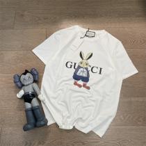 GUCC1 コピー ｔシャツ半袖 春夏新作 萌えウサギプリント 純綿 男女兼用 ...