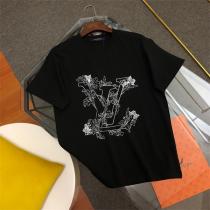 ヴィトン コピー 半袖Tシャツ 純綿生地 花とLOUIS VUITTON 刺繍ラ...