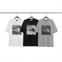 THE NORTH FACE スーパー コピー Tシャツ 雪山イラスト 木版画スタイル ゆったりとするサイズ ザノースフェイス
