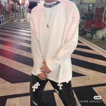 バレンシアガ コピー 長袖Ｔシャツ BALENCIAGA 襟の落書きロゴ 上質な260g綿採用 着まわしやすい 春の定番