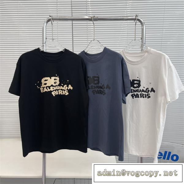 バレンシアガ コピー Tシャツ BALENCIAGA 3色 落書きロゴ ストリート風 優雅さを失わない オーバーサイズ 男女兼用